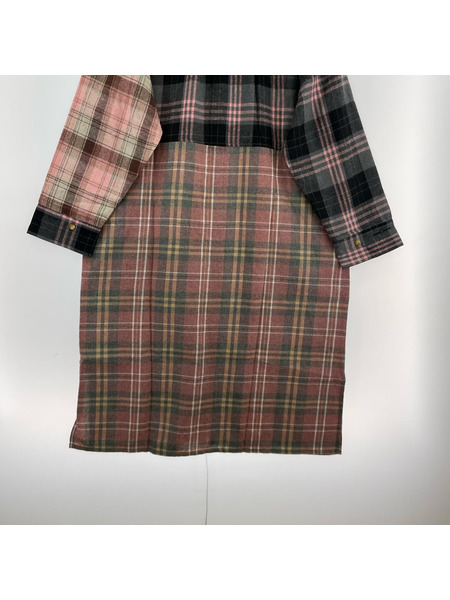 AS as know as 長袖ワンピース チェックMIXシャツOP