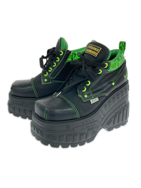 YOSUKE 厚底スニーカー 黒×緑  (27)