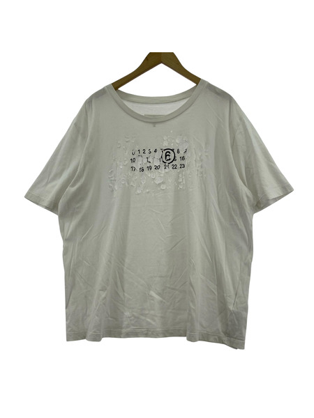 MM6 半袖Tシャツ・カットソー デストロイ加工 カレンダーロゴTee XL