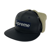Supreme　22AW lether earflap Box Logo New Era Cap ネイビー