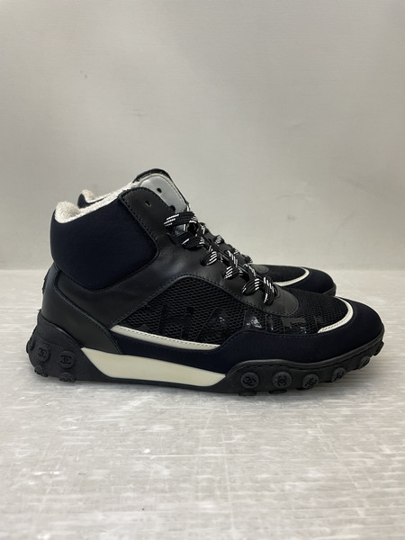 CHANEL ココマーク メッシュ切替 ハイカットスニーカー 35 黒 G34458[値下]