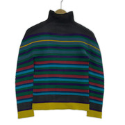 ISSEY MIYAKE Pleated Striped High Neck Pullover