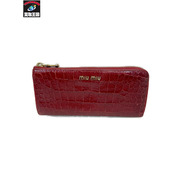 miumiu L字ジップ 型押し ロングウォレット 赤