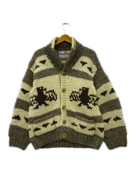 KANATA カーディガン カウチン サンダーバード ボタン 白茶