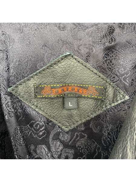 レザージャケット satori カウレザー 刺繍 ブラック L