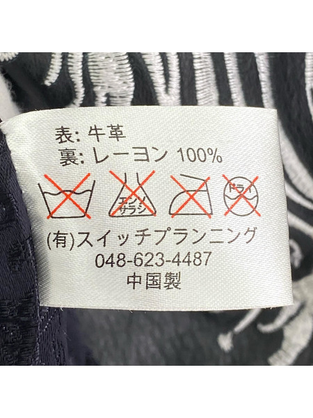 レザージャケット satori カウレザー 刺繍 ブラック L