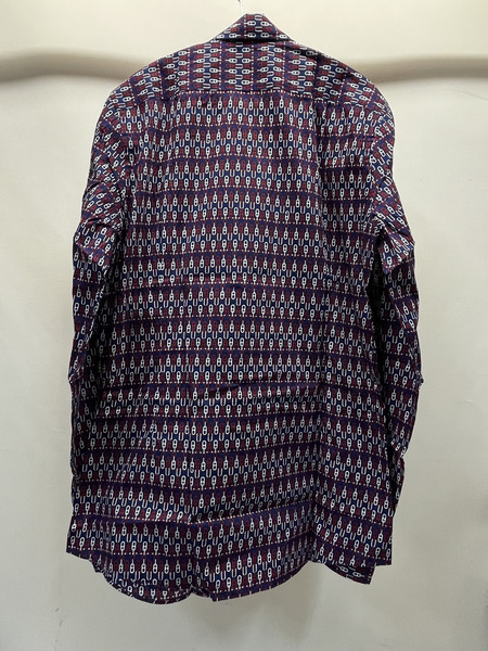 GUCCI 2008 チェーン総柄L/Sシャツ 38 紺[値下]