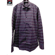 GUCCI 2008 チェーン総柄L/Sシャツ 38 紺[値下]