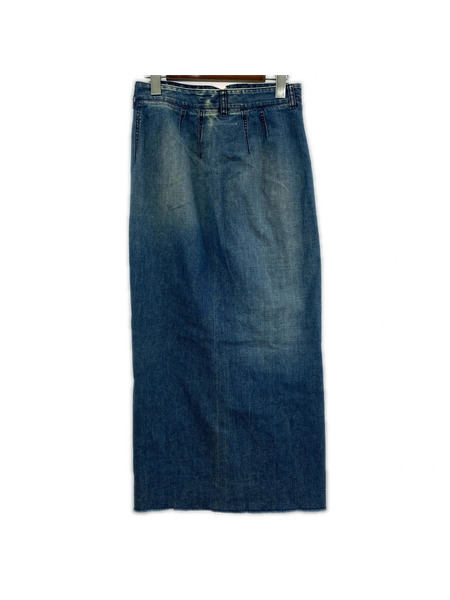 MM6 ヒザ丈スカート デニム フリル インディゴ (40)