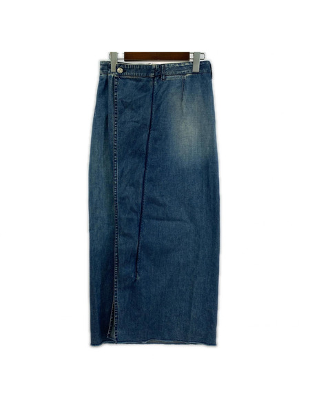 MM6 ヒザ丈スカート デニム フリル インディゴ (40)