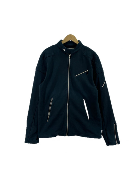 STUSSY ライダース 00s スウェットライダースジャケット 黒