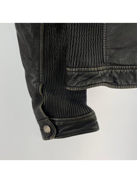 OLD・VINTAGE レザージャケット VERA PELLE DAGGS ギャザーレザージャケット 黒