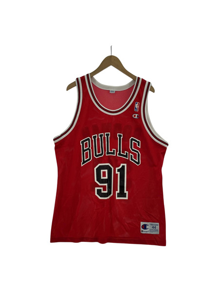 【美品】 RODMAN ユニフォーム チャンピオン BULLSゲームシャツ赤 Champion BULLS RODMAN デニスロッドマン ゲームシャツ[値下]｜商品