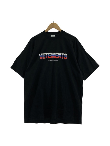 VETEMENTS 21AW Russia Logo Black T-shirt ロシアロゴプリントTシャツ XS