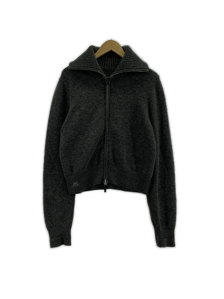 ニット・セーター Vuja de カシミヤハイネックジップアップニット グレー