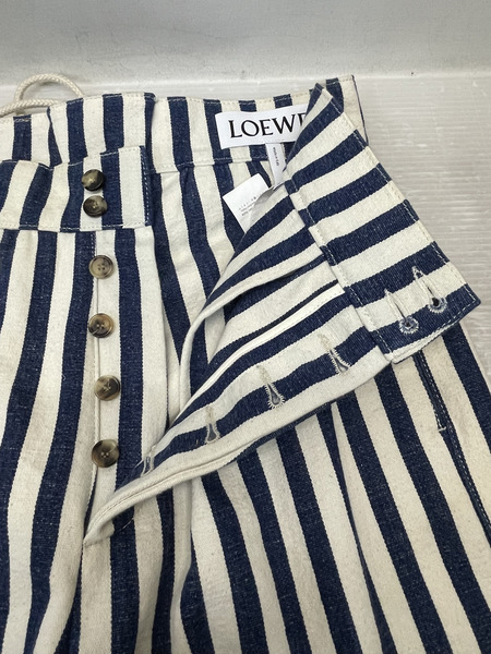 LOEWE ストライプハーフパンツ 44 ネイビー×アイボリー 