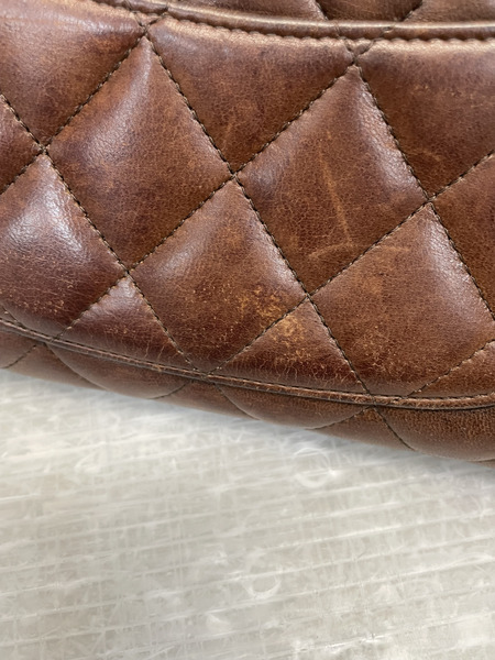 CHANEL ラムスキン マトラッセ 長財布 ブラウン