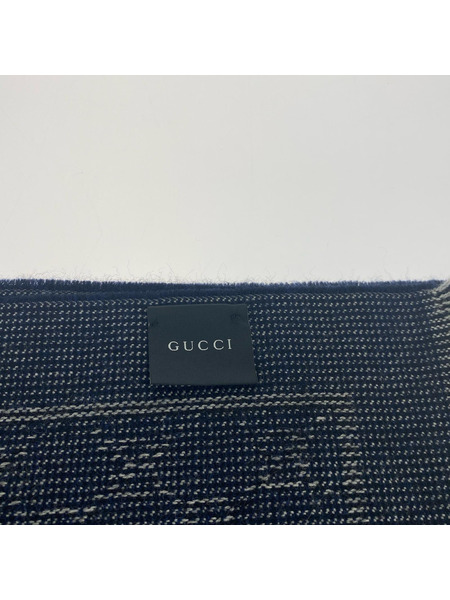 小物 GUCCI マフラー/シマ/ネイビー
