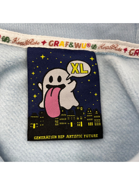 . パーカー GRAF&WU オバケ刺繍POパーカー 青 (XL)