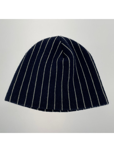 STUSSY ニットキャップ 90s ビーニー/ストライプ 紺