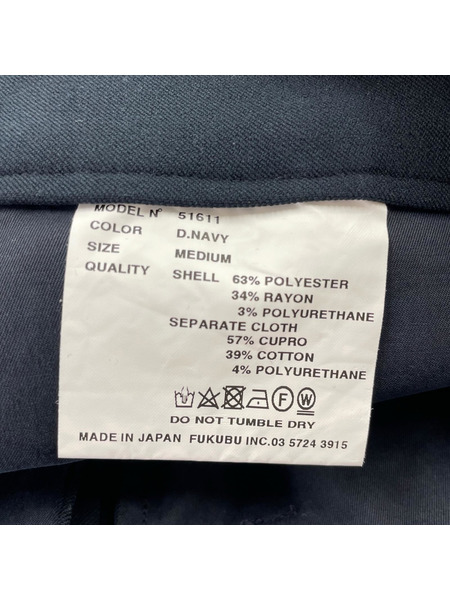 YAECA パンツ CONTEMPO 51611 ワイドテーパードスラックス 紺 (M)