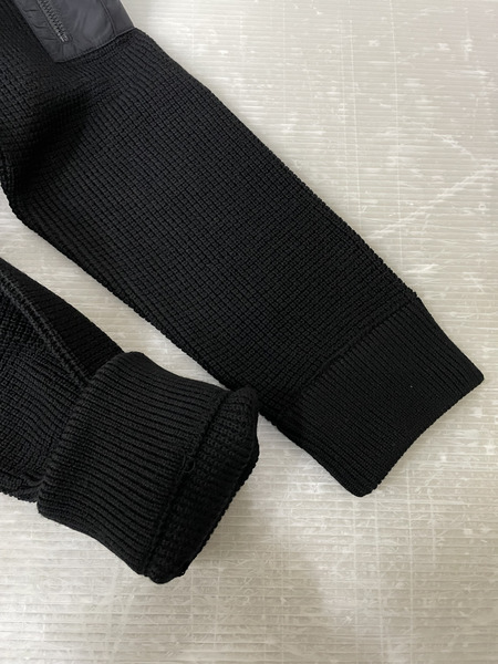 HERNO 袖ナイロンポケット ウールニット 52 ブラック