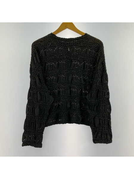 mizuiroind 長袖シャツ シアーレース編ミニットカーデ