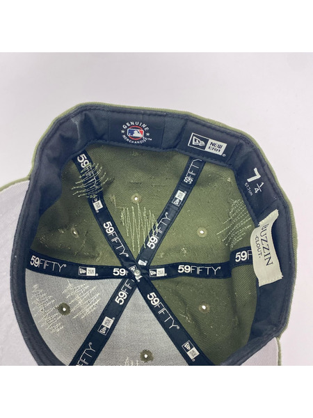 NEW ERA キャップ buzzin clout  LA/ダメージ加工/カーキ/57.7cm