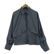 RIM.ARK 長袖シャツ Covered sleeves/ストライプ/GRY