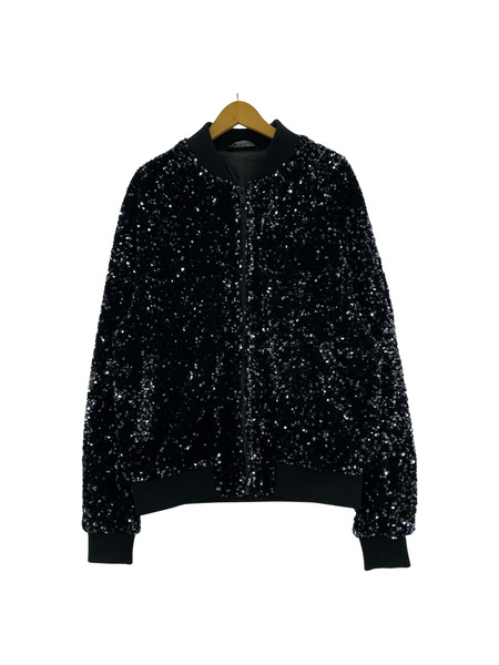 ZARA ブルゾン・ジャンパー スパンコール ブルゾン 黒 (XL)