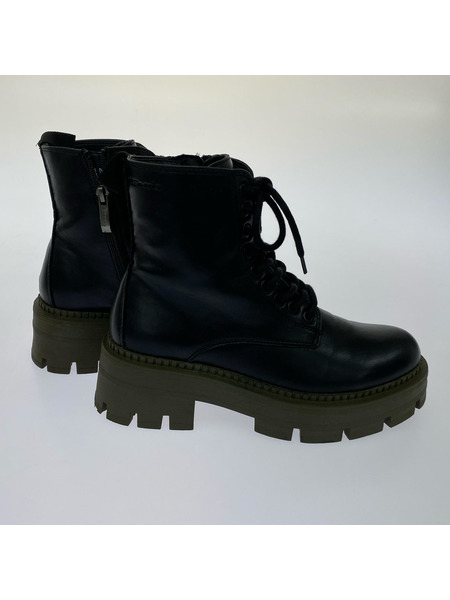 ブーツ Tamaris トラックソールレースアップショートブーツ BK