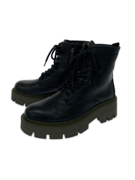 ブーツ Tamaris トラックソールレースアップショートブーツ BK