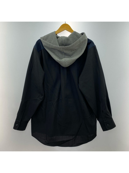 MARNI トロピカルウール フーデットシャツ 44 黒