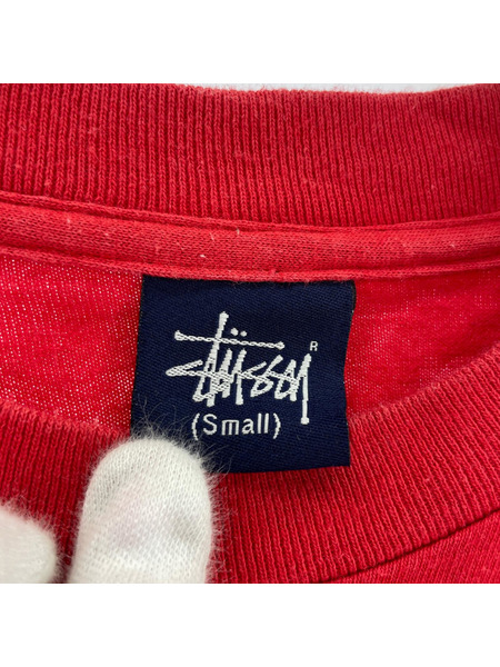 STUSSY 半袖Tシャツ・カットソー 90-00s 紺タグ プリントTシャツ レッド S