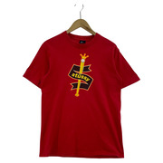 STUSSY 半袖Tシャツ・カットソー 90-00s 紺タグ プリントTシャツ レッド S