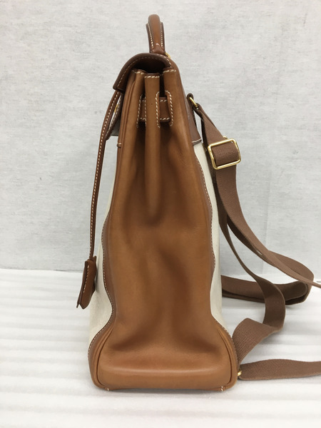 リュックサック・バックパック HERMES ケリーアドGM/トワルアッシュ・バレニア/□E刻印/2001年