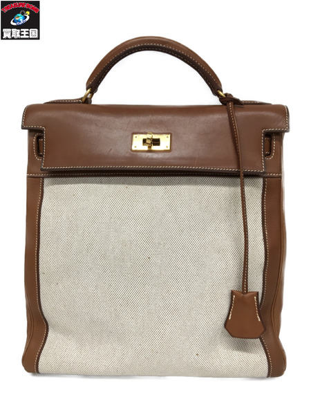 リュックサック・バックパック HERMES ケリーアドGM/トワルアッシュ・バレニア/□E刻印/2001年