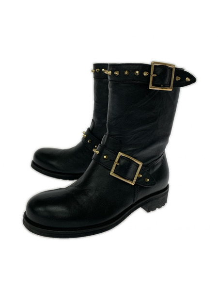 Jimmy Choo スタッズショートブーツ 黒 サイズ35 1/2 箱、保存袋有 履キシワ