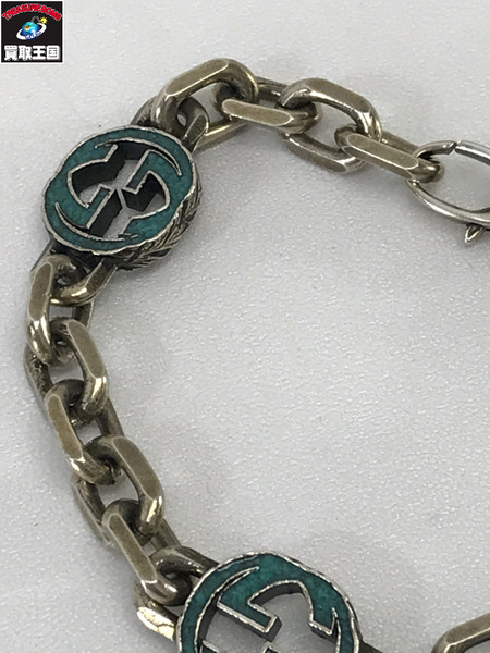GUCCI アクセサリー インターロッキングブレスレット　緑　925