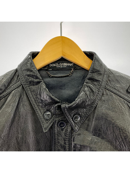 DOLCE&GABBANA レザージャケット SPECIAL PIECE/レザー/シャツジャケット/黒/