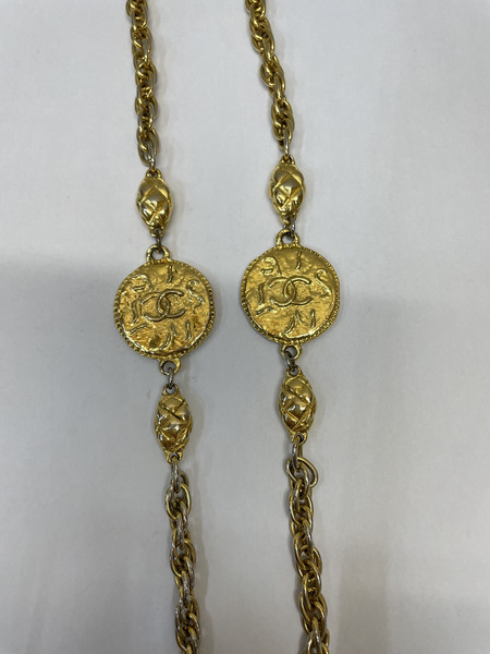 CHANEL VINTAGE ココマークコインモチーフ チェーンネックレス ゴールド 全長88cm