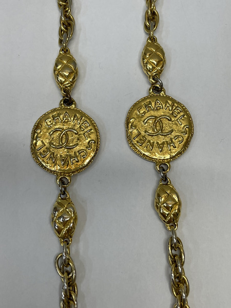 CHANEL VINTAGE ココマークコインモチーフ チェーンネックレス ゴールド 全長88cm