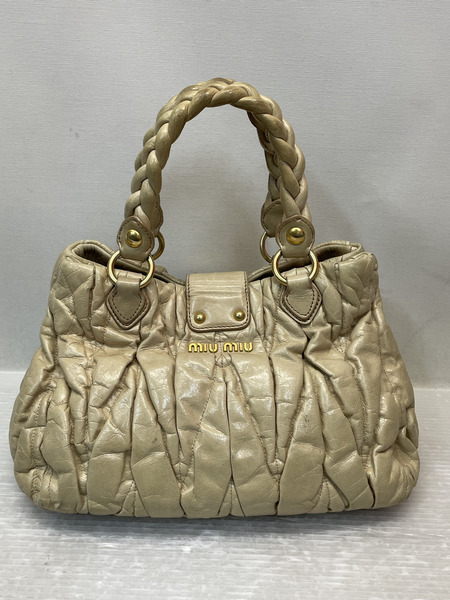 Miu Miu マテラッセ レザーハンドバッグ ベージュ