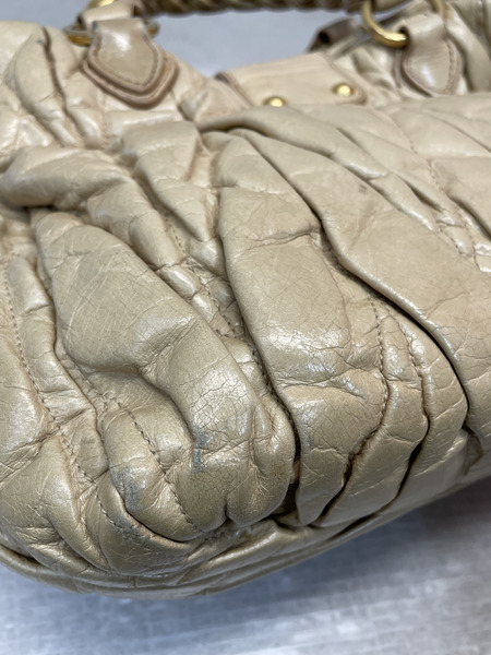 Miu Miu マテラッセ レザーハンドバッグ ベージュ