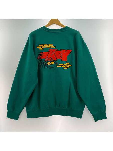 OBEY スウェット・トレーナー 刺繍 緑 (XL)