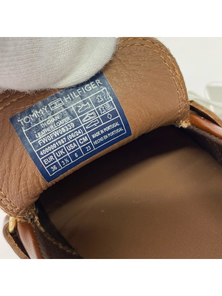 TOMMY HILFIGER シューズ チェーンレザーローファー 36 ブラウン