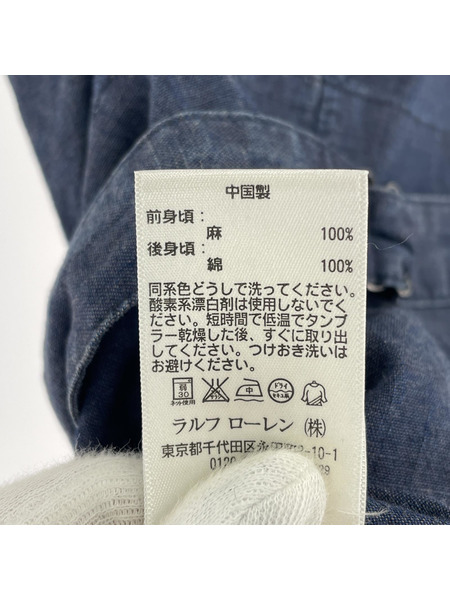 RRL 4ポケット リネン インディゴ ワークベスト S ブルー[値下]