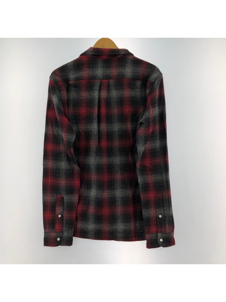 PENDLETON DELUXE CLOTHING オンブレチェック ウールシャツ 赤 (L)