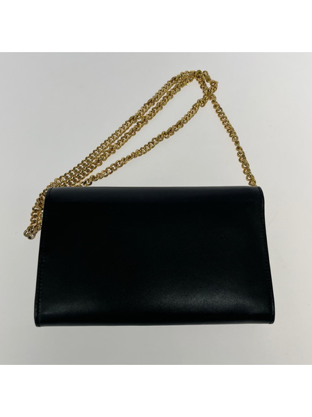 MOSCHINO デザインチェーンウォレット ブラック