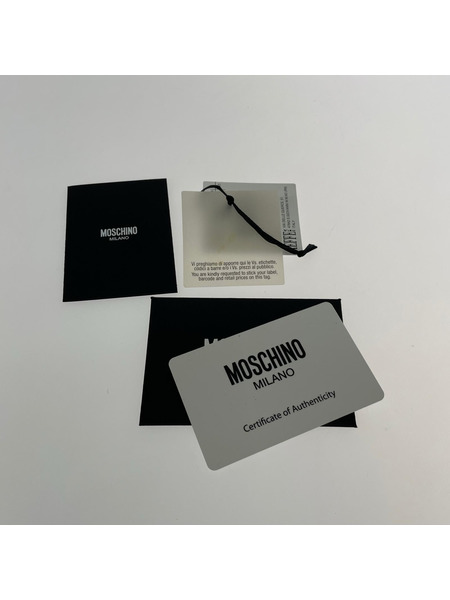 MOSCHINO デザインチェーンウォレット ブラック